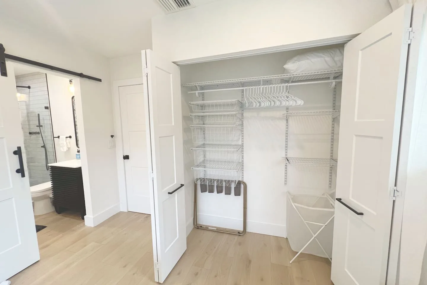 Plenty of hangers and drawer space in the closet so you can settle in.