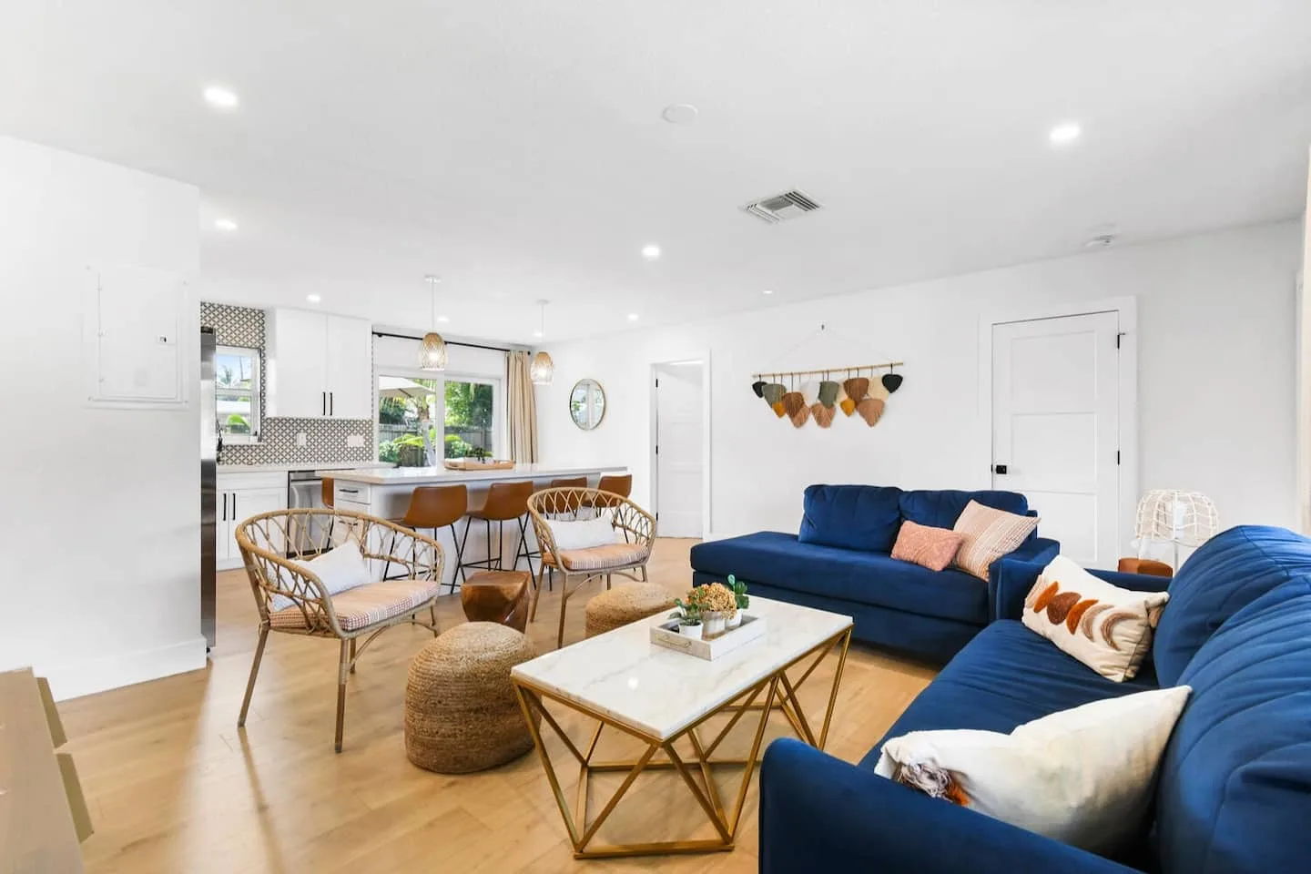 The bright open-concept living room